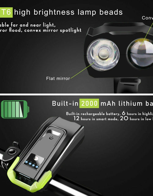 Load image into Gallery viewer, USB Rechargeable LED Bicycle Headlight With Horn
