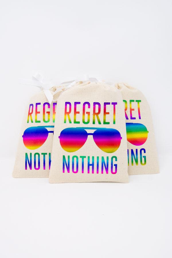 Rainbow Foil Regret Nothing! Hangover Kit Bags