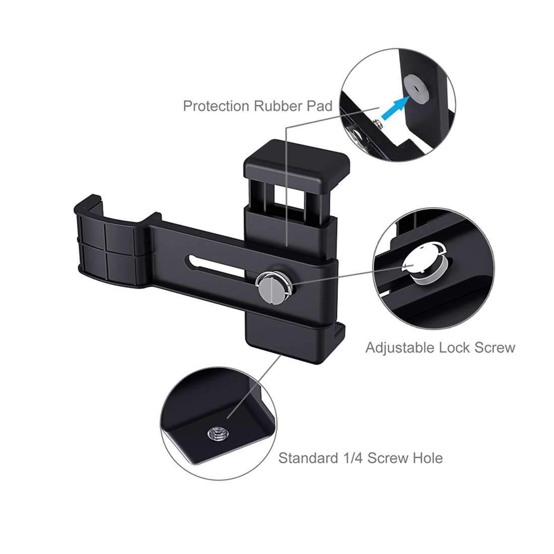 AMZER Foldable Tripod With Smartphone Fixing Clamp 1/4 inch Holder