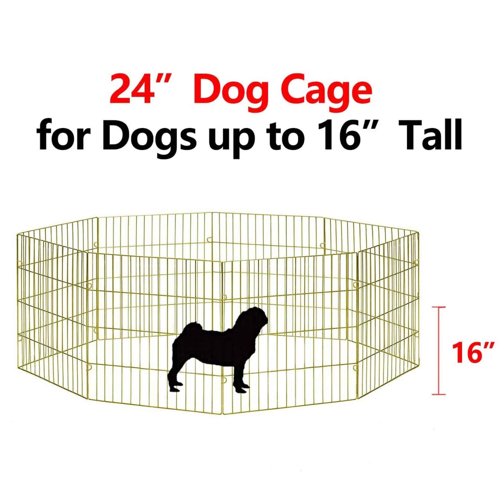 Pet Playpen - Dog Cat Foldable Metal Indoor Outdoor Fence - Puppy