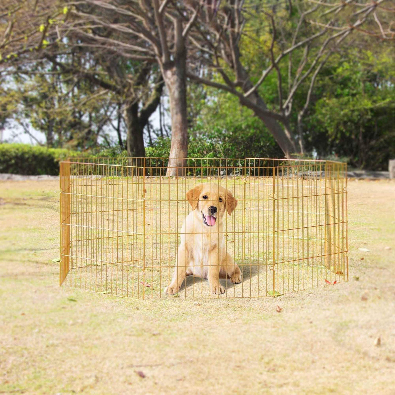 Pet Playpen - Dog Cat Foldable Metal Indoor Outdoor Fence - Puppy