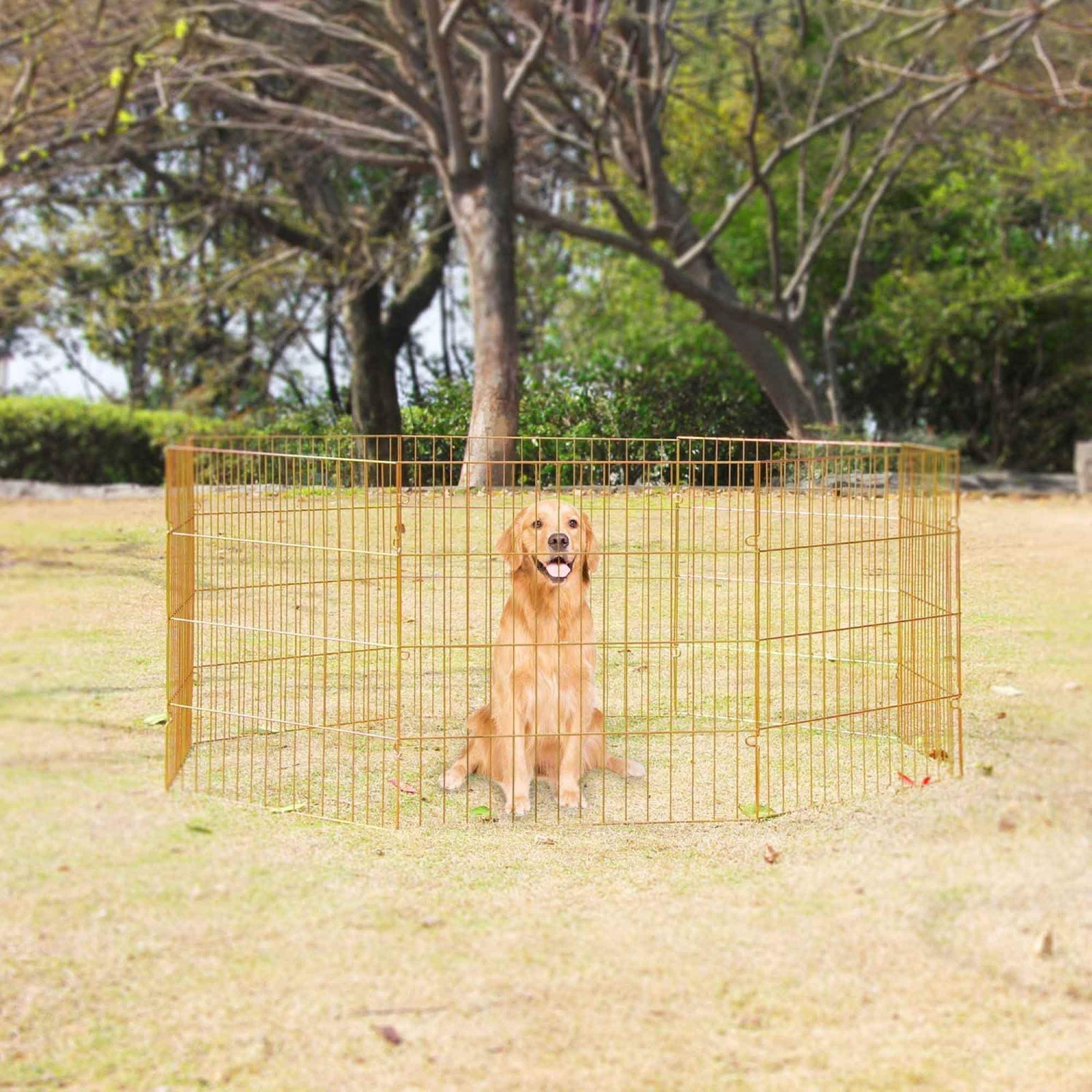 Pet Playpen - Dog Cat Foldable Metal Indoor Outdoor Fence - Puppy