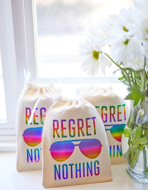 Load image into Gallery viewer, Rainbow Foil Regret Nothing! Hangover Kit Bags
