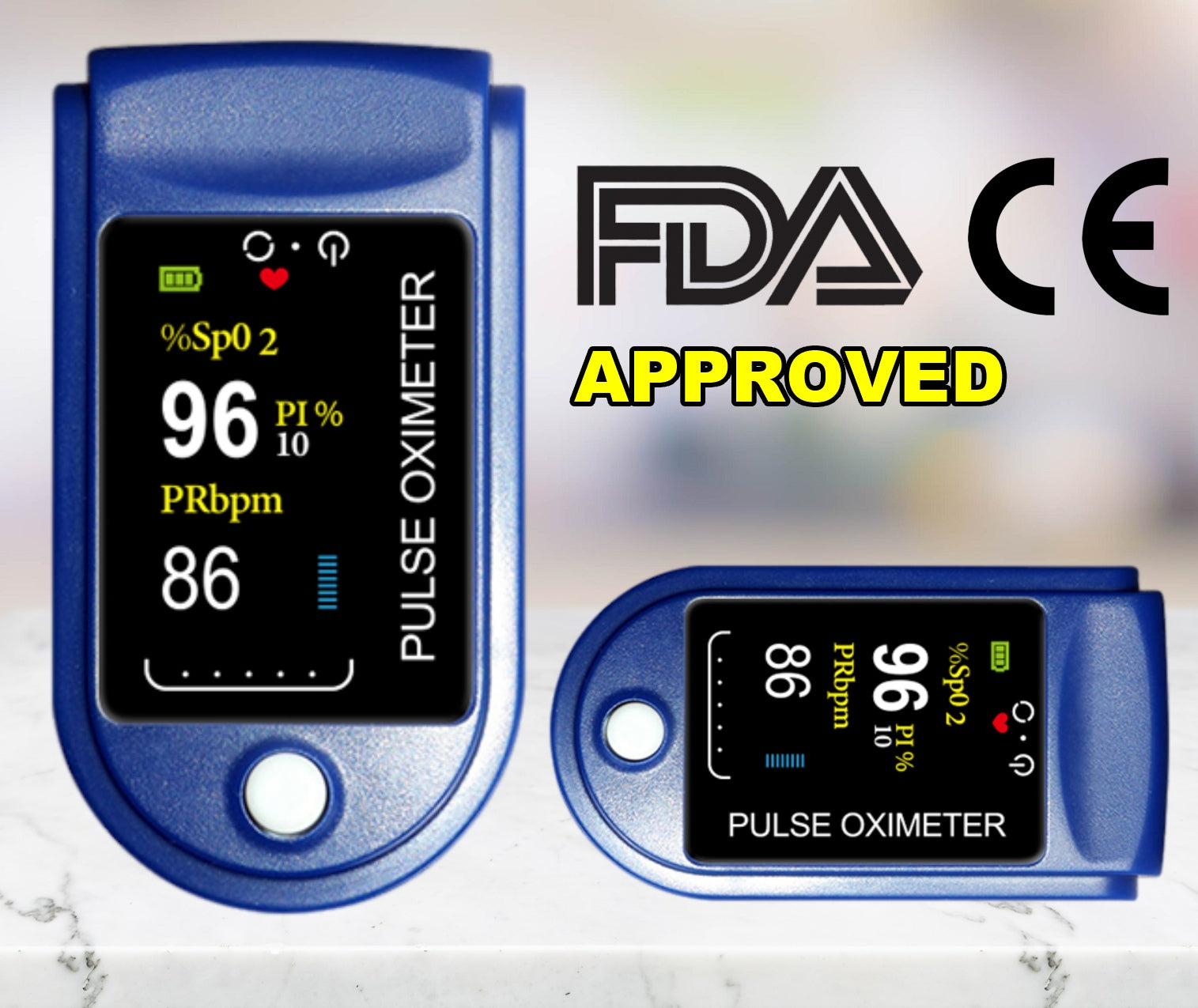 Pulse Fingertip Oximeter Blood Oxygen SpO2 Monitor Battery Included
