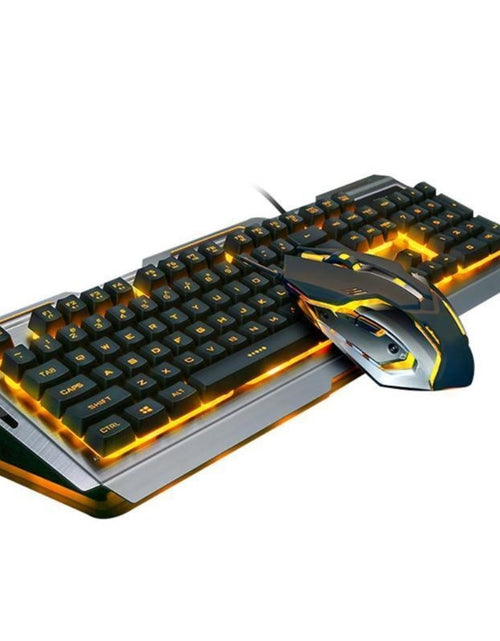 Load image into Gallery viewer, Ninja Dragons Tungsten Gold Metal Frame Gaming Keyboard and Mouse Set
